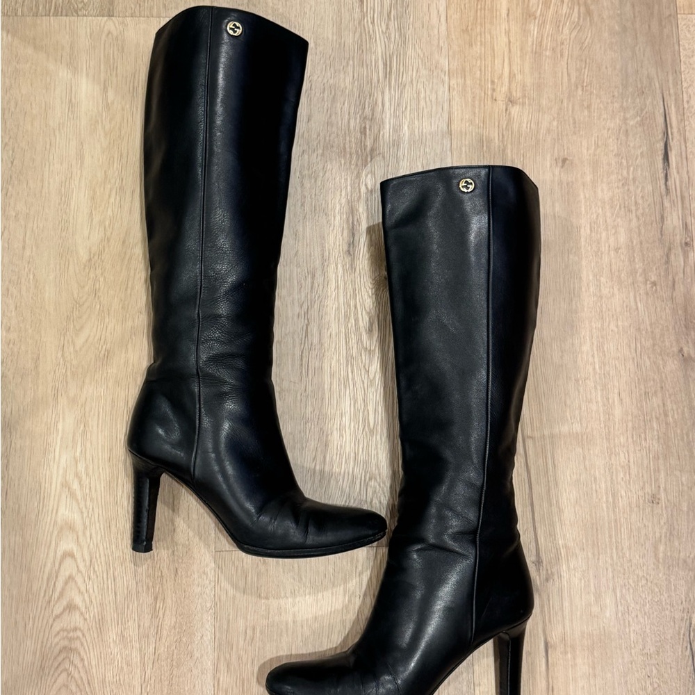 GUCCI CLASSIC INTERLOCKING GG LOGO DARK BROWN PULL ON BOOTS EU 38